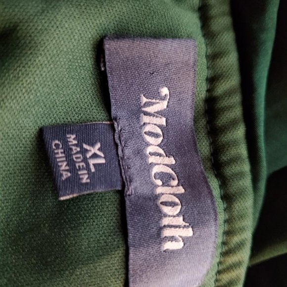 Modcloth Dress Womens XL Green Sleeveless Flare Satin Feel Ruffle Long - Picture 10 of 11